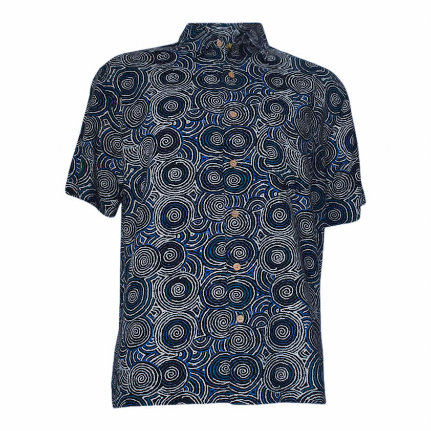 Bamboo Men's Shirt Aboriginal Art - Mina Mina