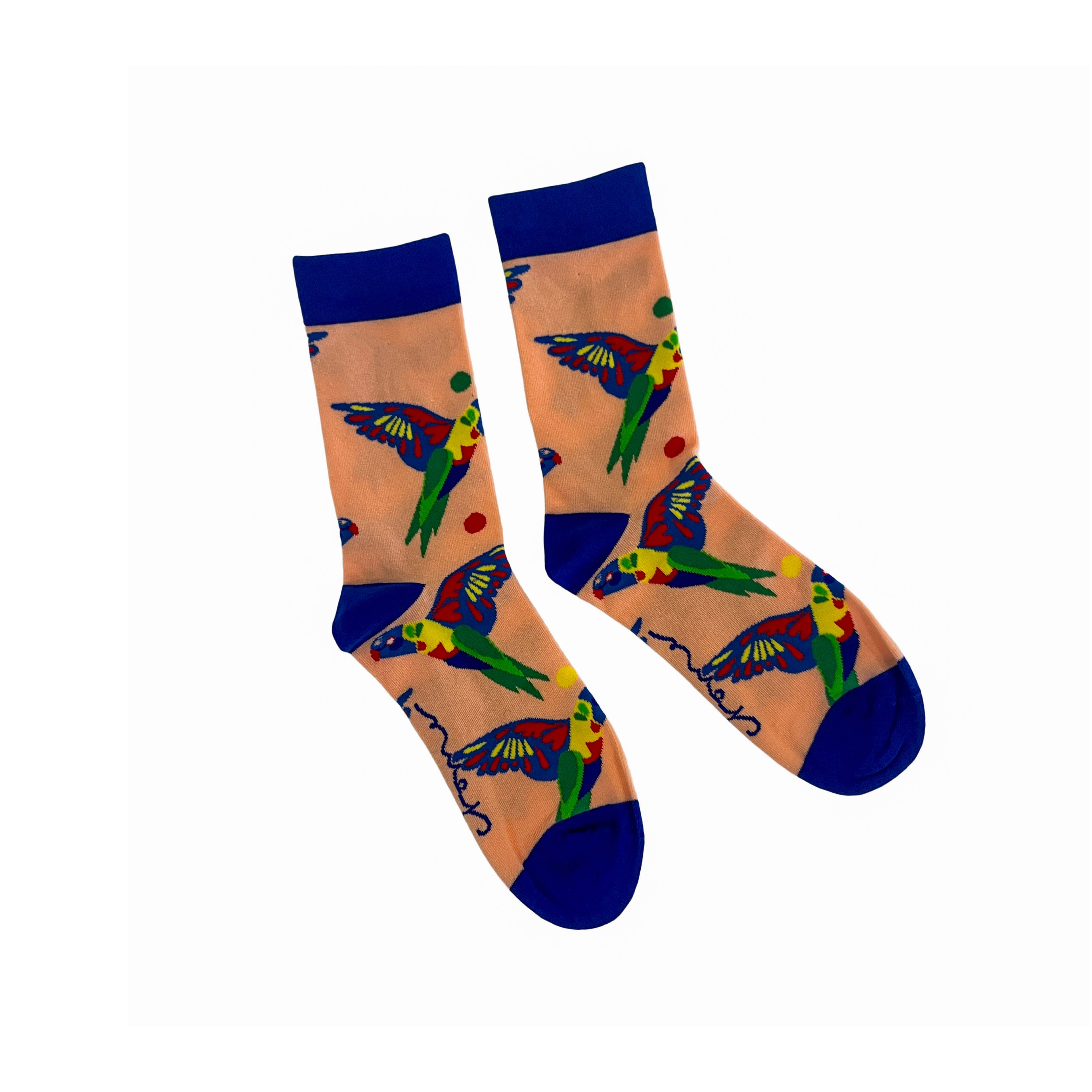 Rosella Print Socks in Pink & Blue