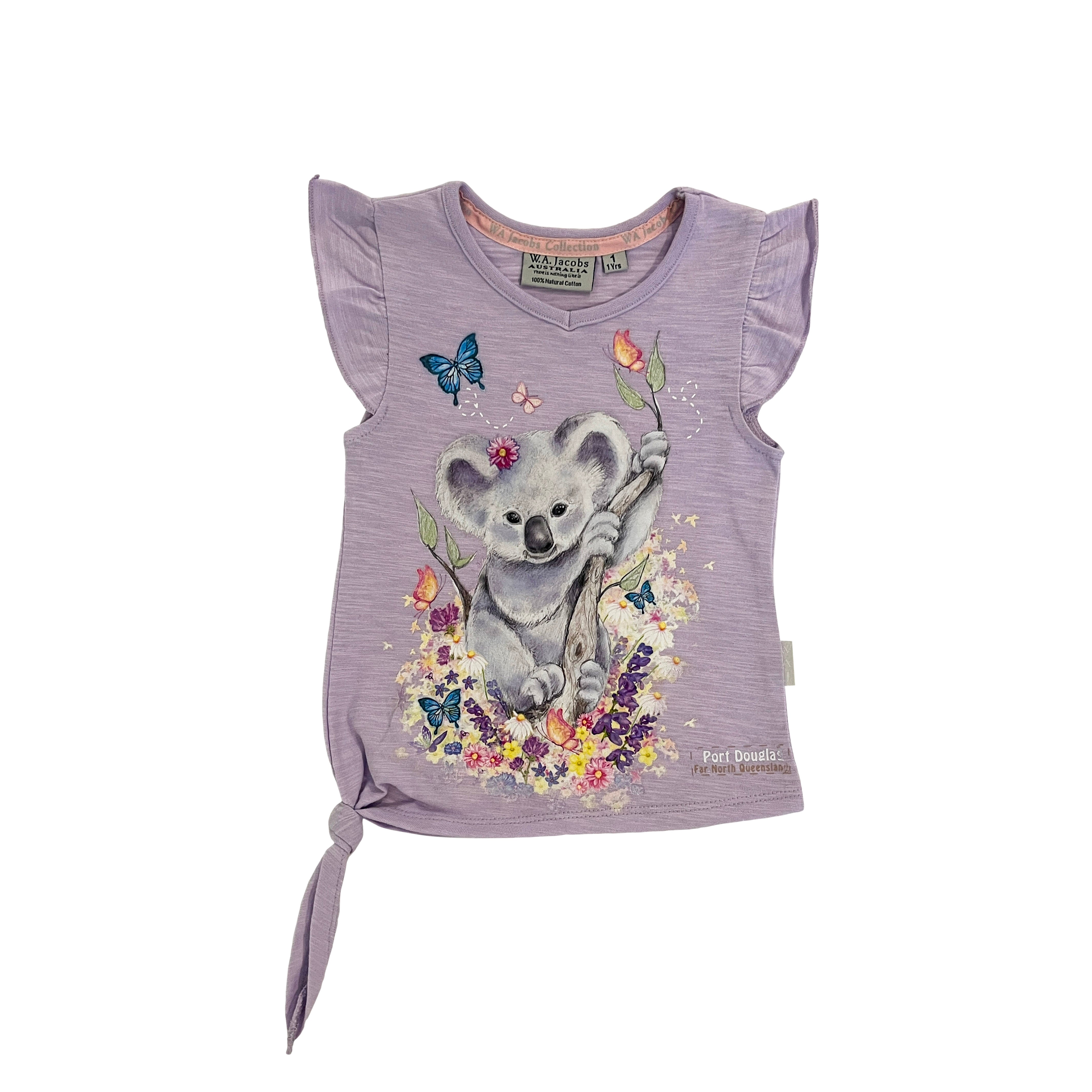 Koala & Butterflies Kid T-Shirt - Lilac