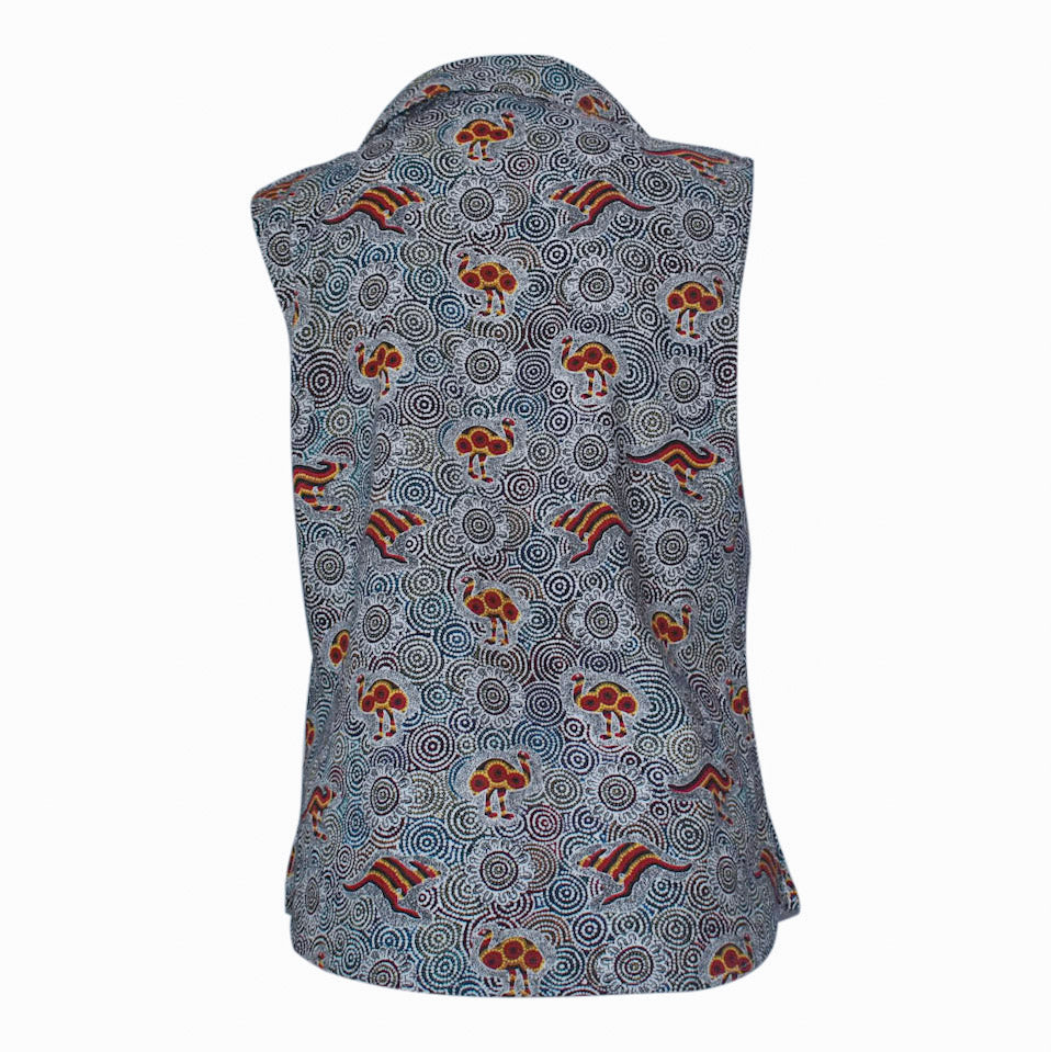 Bamboo Women's Shirt Sleeveless Aboriginal Art - Nguru