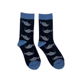 Navy Whale Socks With Smokey Blue Trim