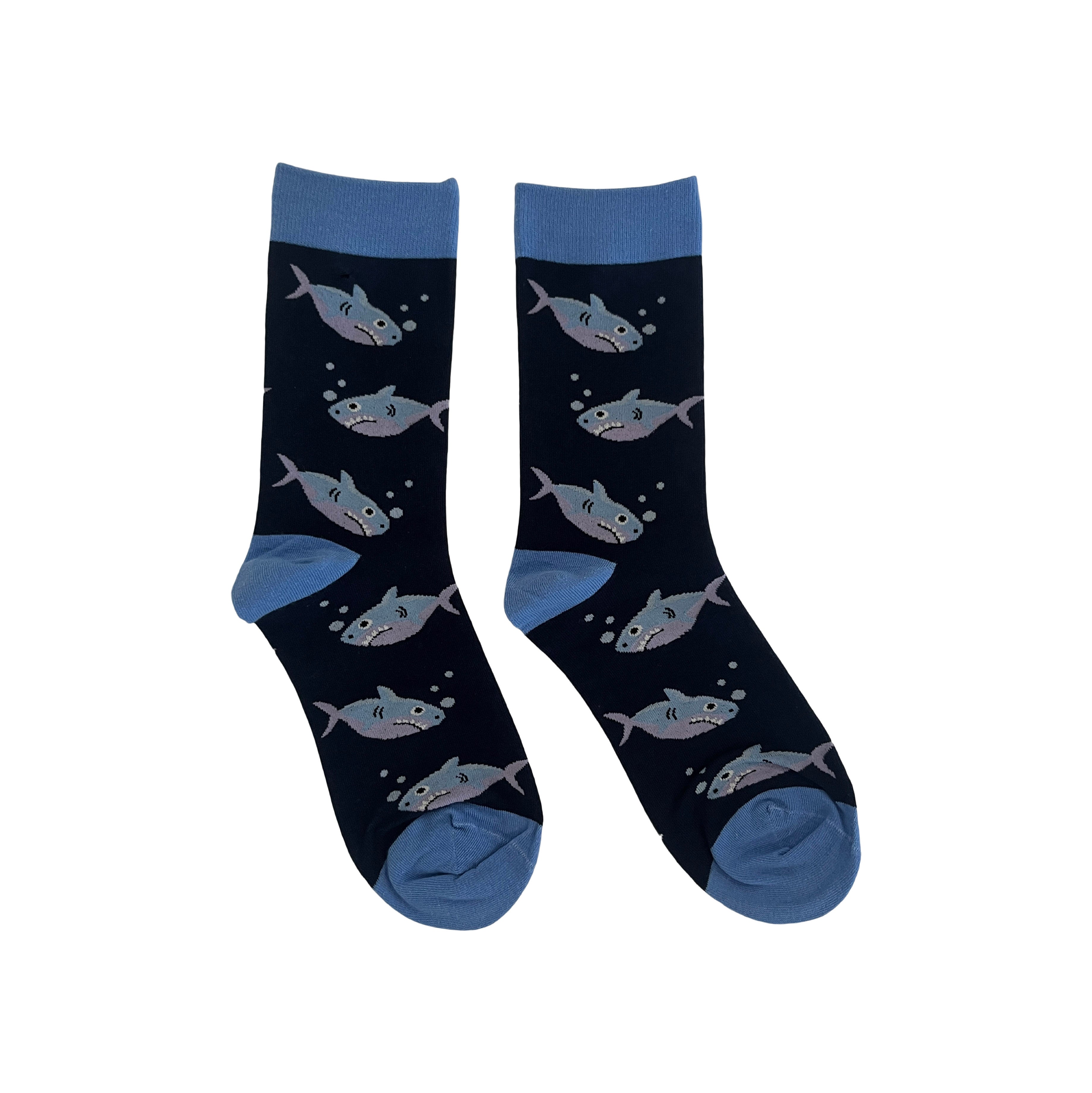 Navy Whale Socks With Smokey Blue Trim