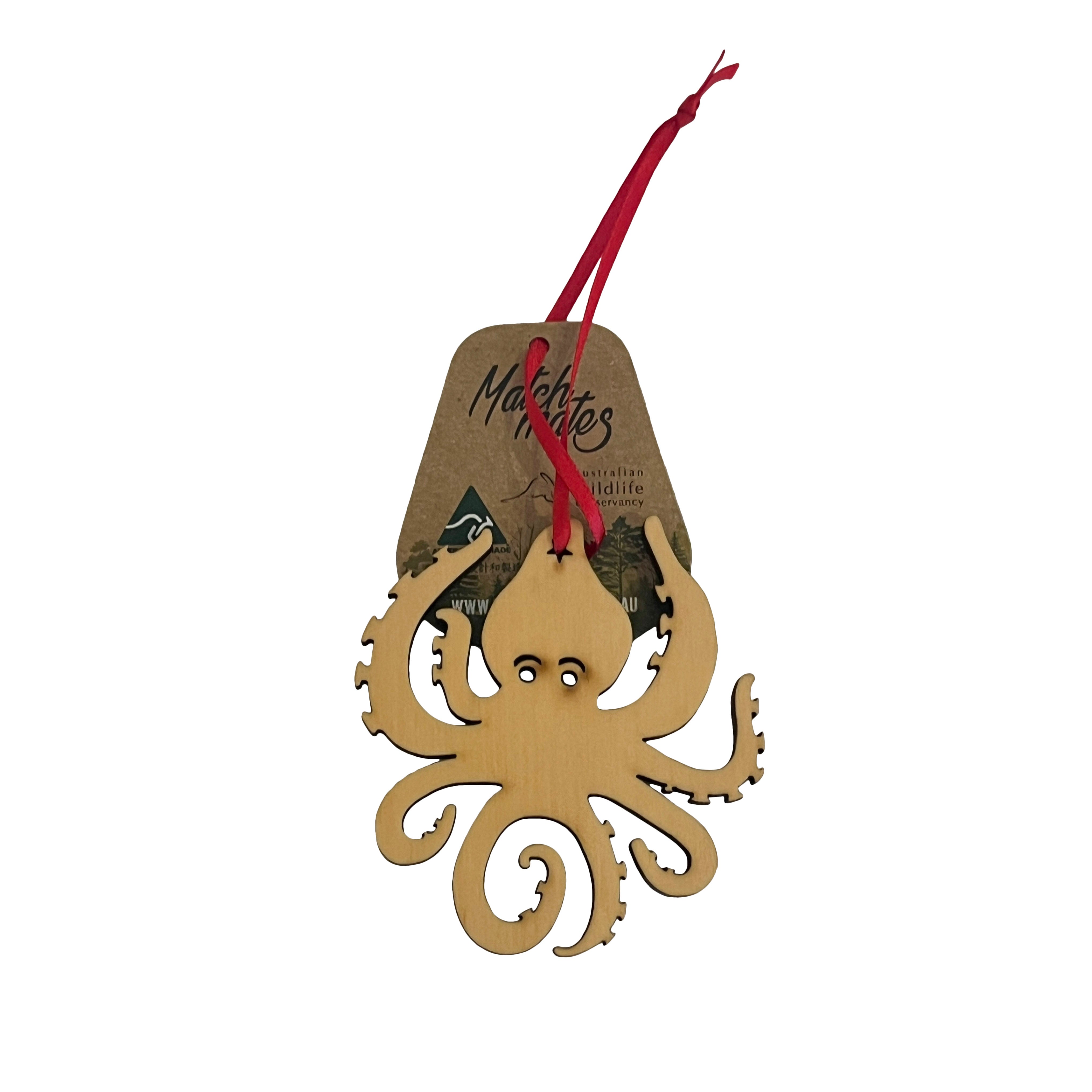Octopus Wooden Christmas Decoration