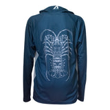 Men's Fishing Shirt Blue Hoodie- Crayfish