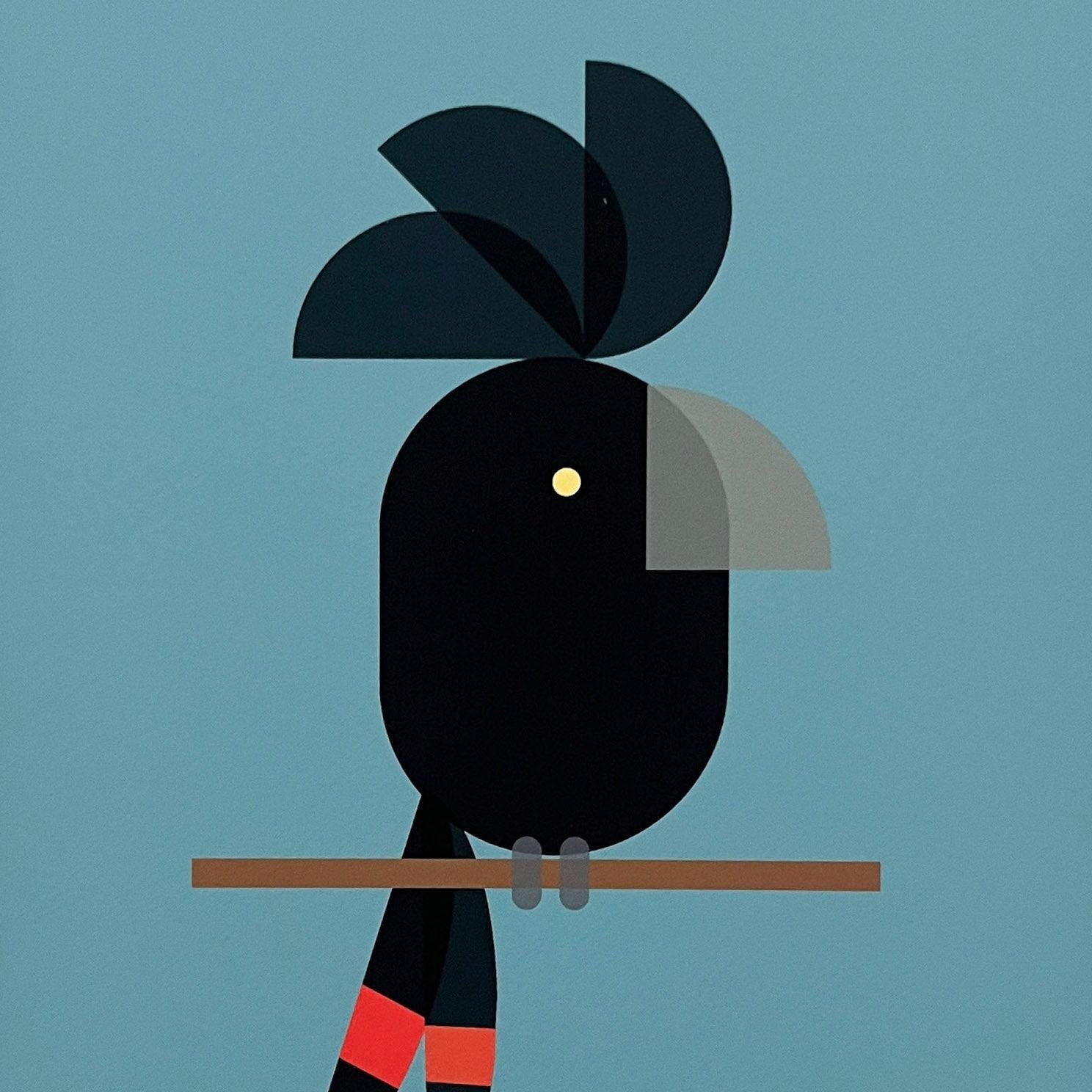 Geometric Black Cockatoo A4 Print