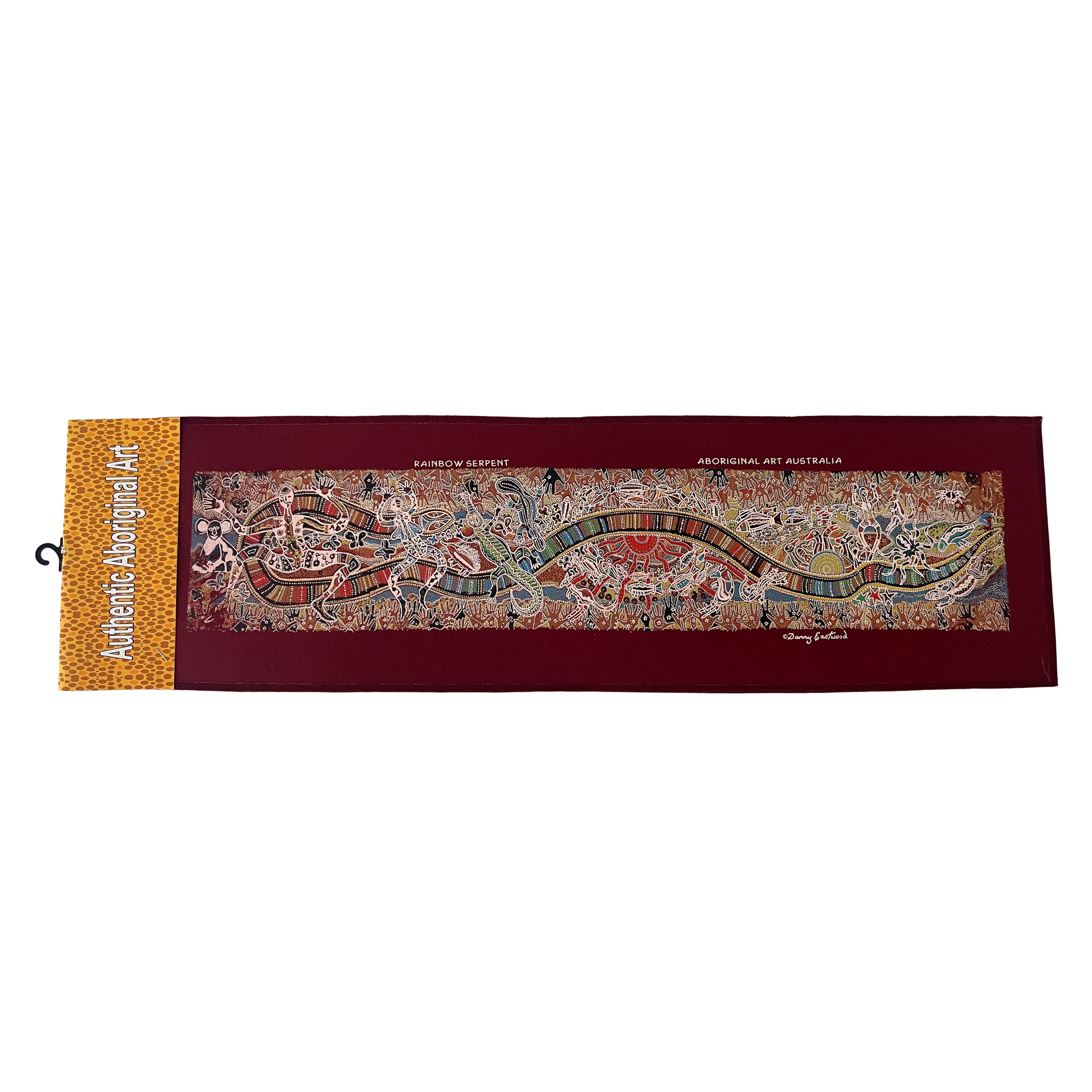 Rainbow Serpent Aboriginal Art Panel - Burgundy