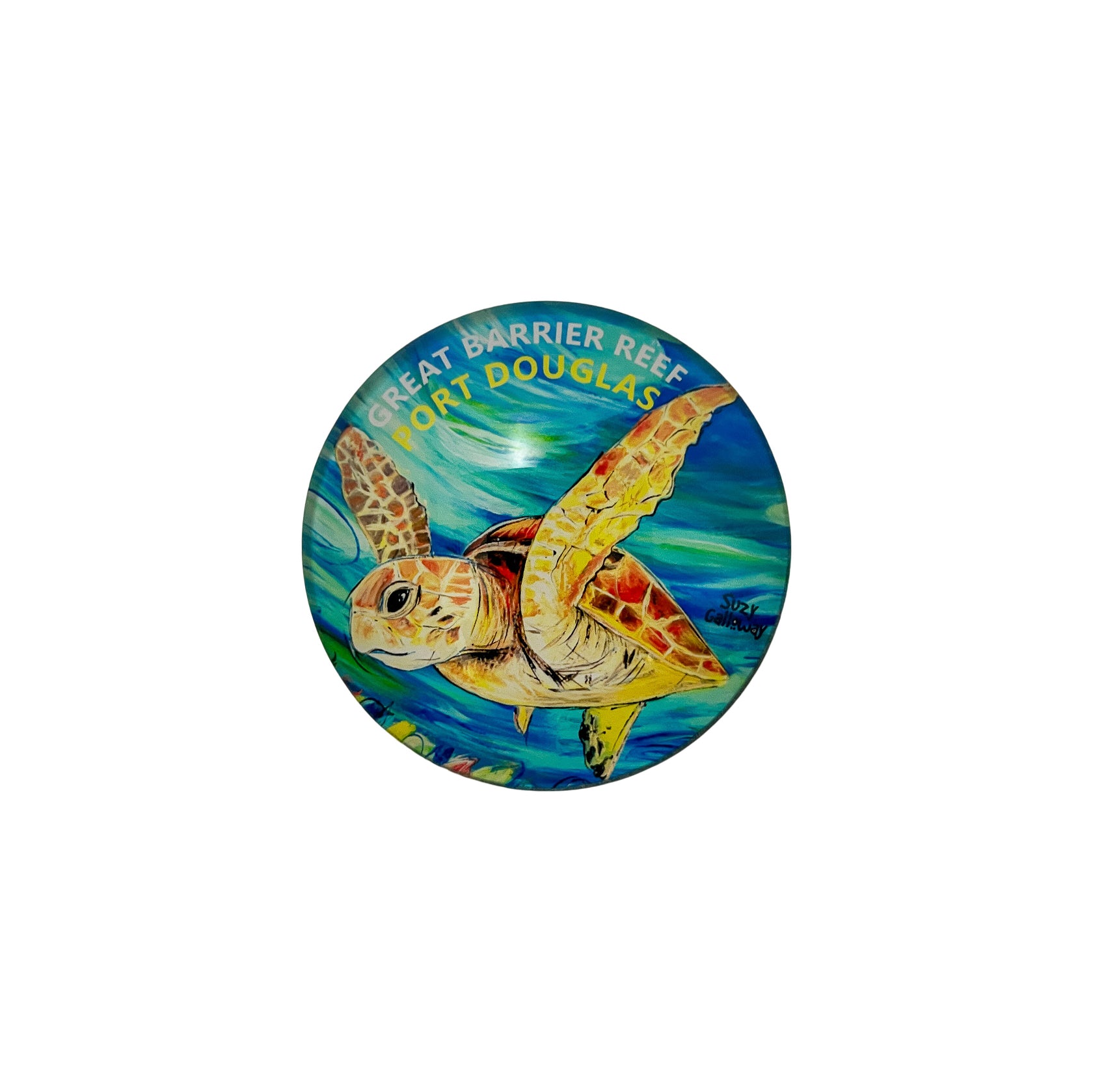 Great Barrier Reef Sea Turtle Glass Dome Magnet