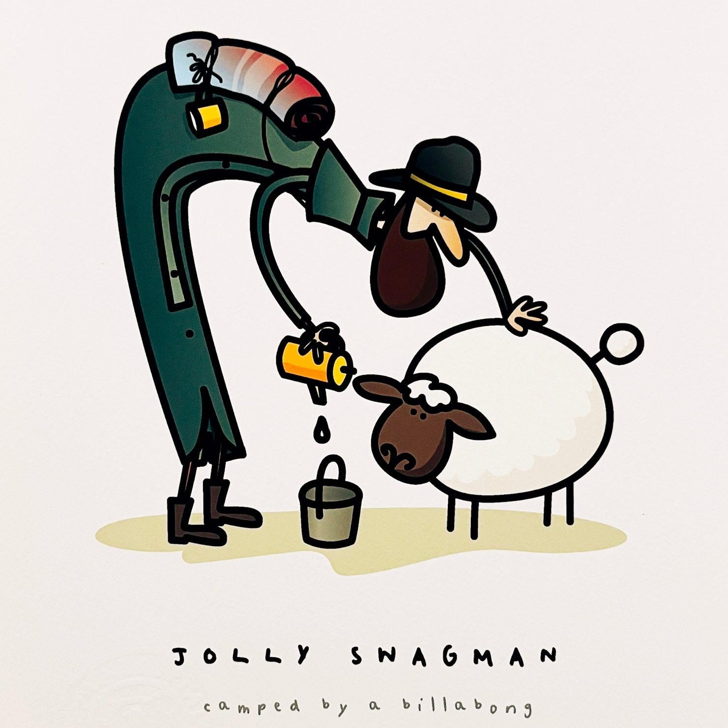 Waltzing Matilda Jolly Swagman A4 Unframed Print