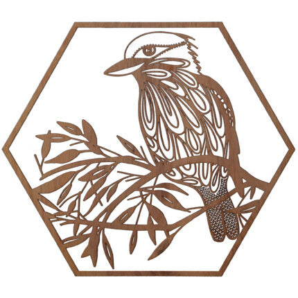 Laughing Kookaburra – Australian Timber Hexagon Wall Art