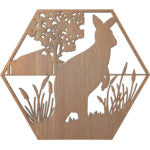 Outback Kangaroo – Australian Timber Hexagon Wall Art.