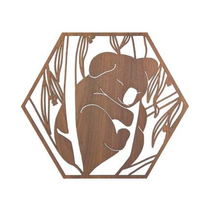 Sleepy Koala: Australian Timber Hexagon Wall Art