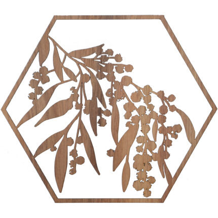 Golden Wattle: Australian Timber Hexagon Wall Art