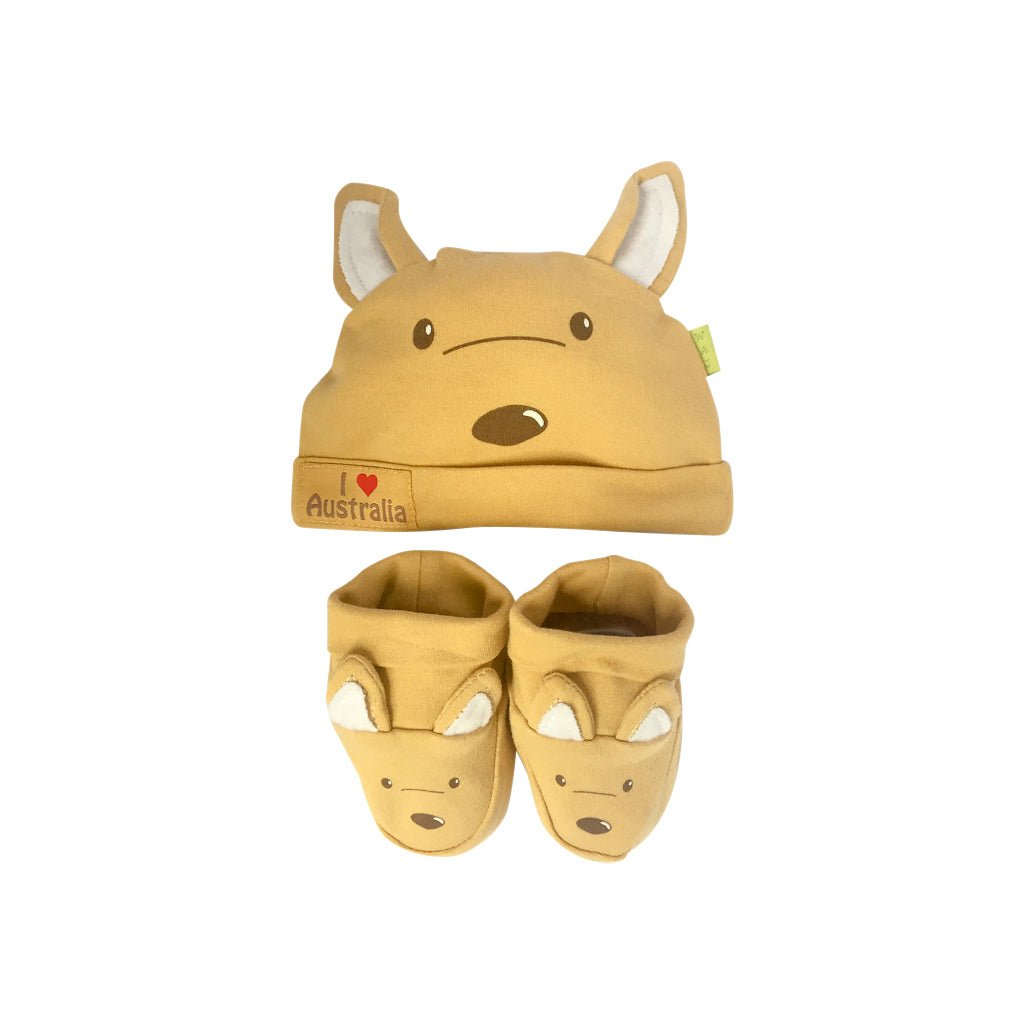 Kangaroo Baby Hat and Booties Set
