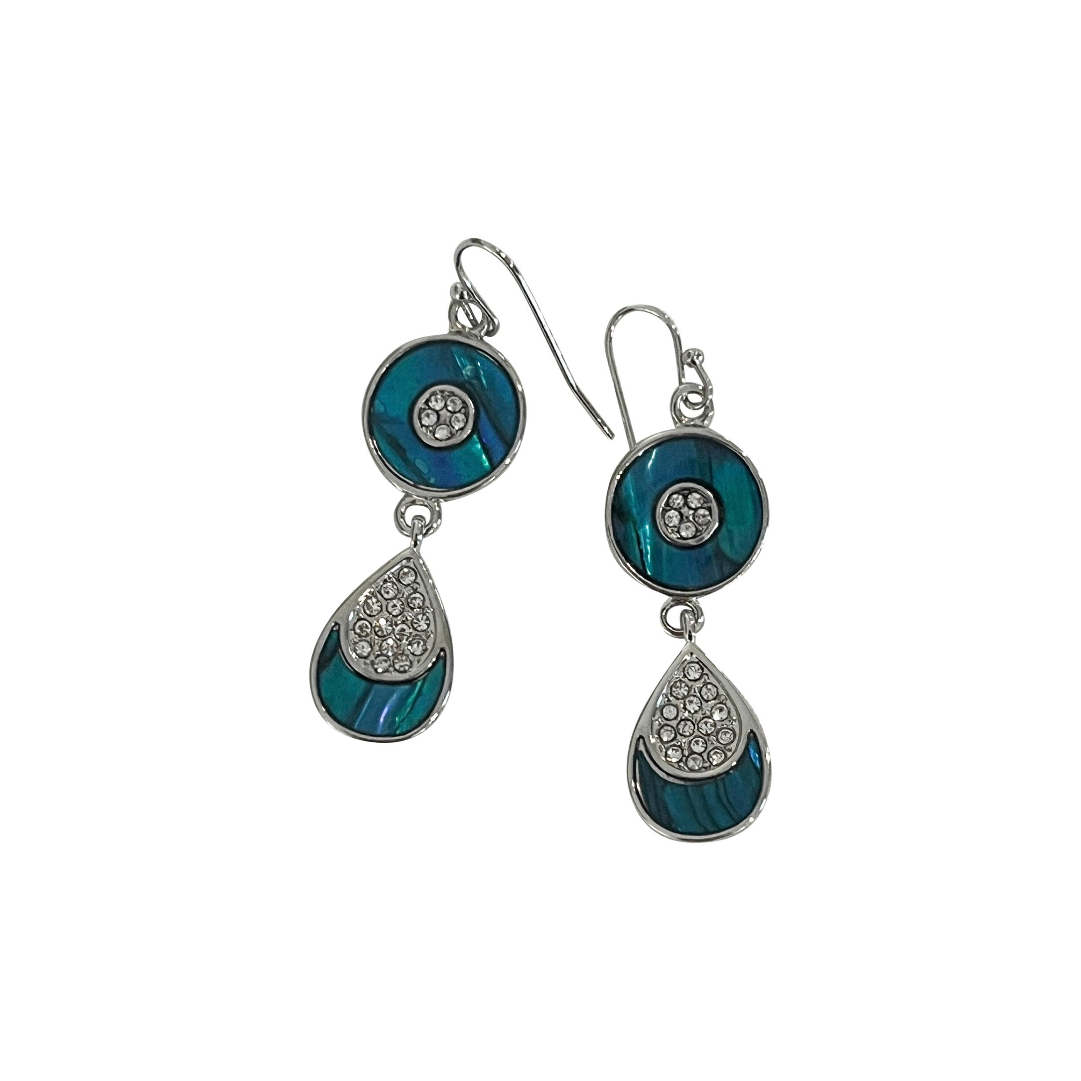 Paua Shell Circle & Teardrop Earrings