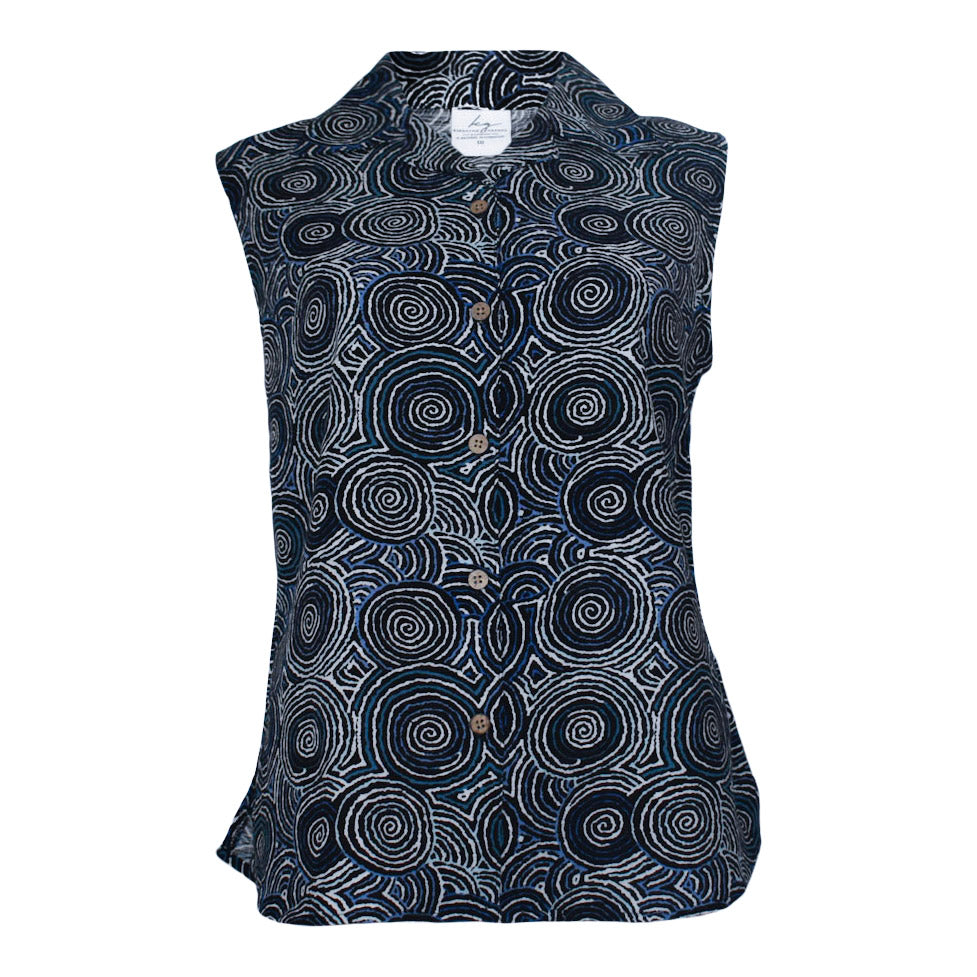 Bamboo Women's Shirt Sleeveless Aboriginal Art - Mina Mina