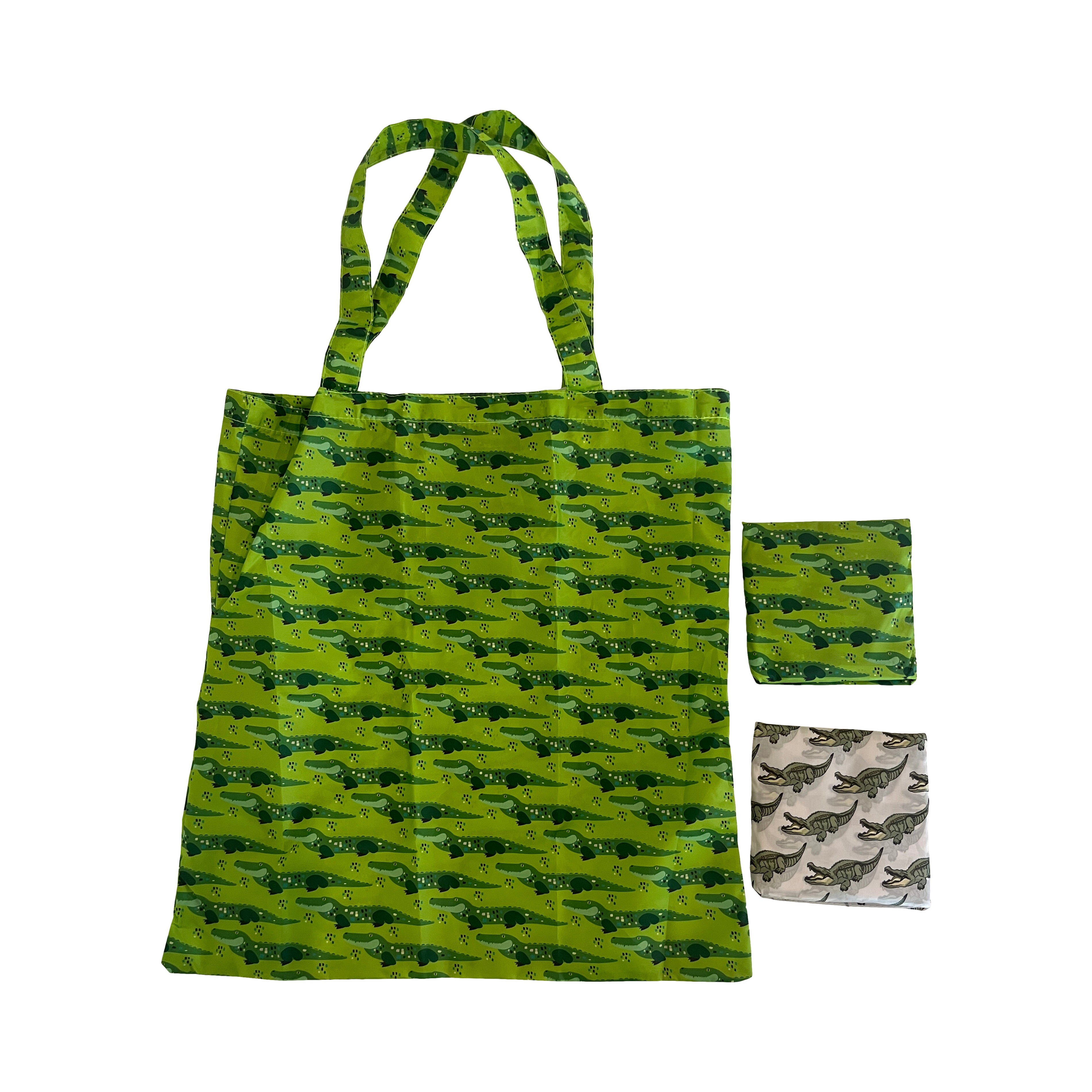Crocodile Print Foldable Carry Bag in Green or White