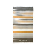 Striped Cotton Beach Towel in Seasalt, Lion & Walnut