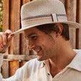 Marley Fedora Hat in Navy, Ivory & Mix Camel