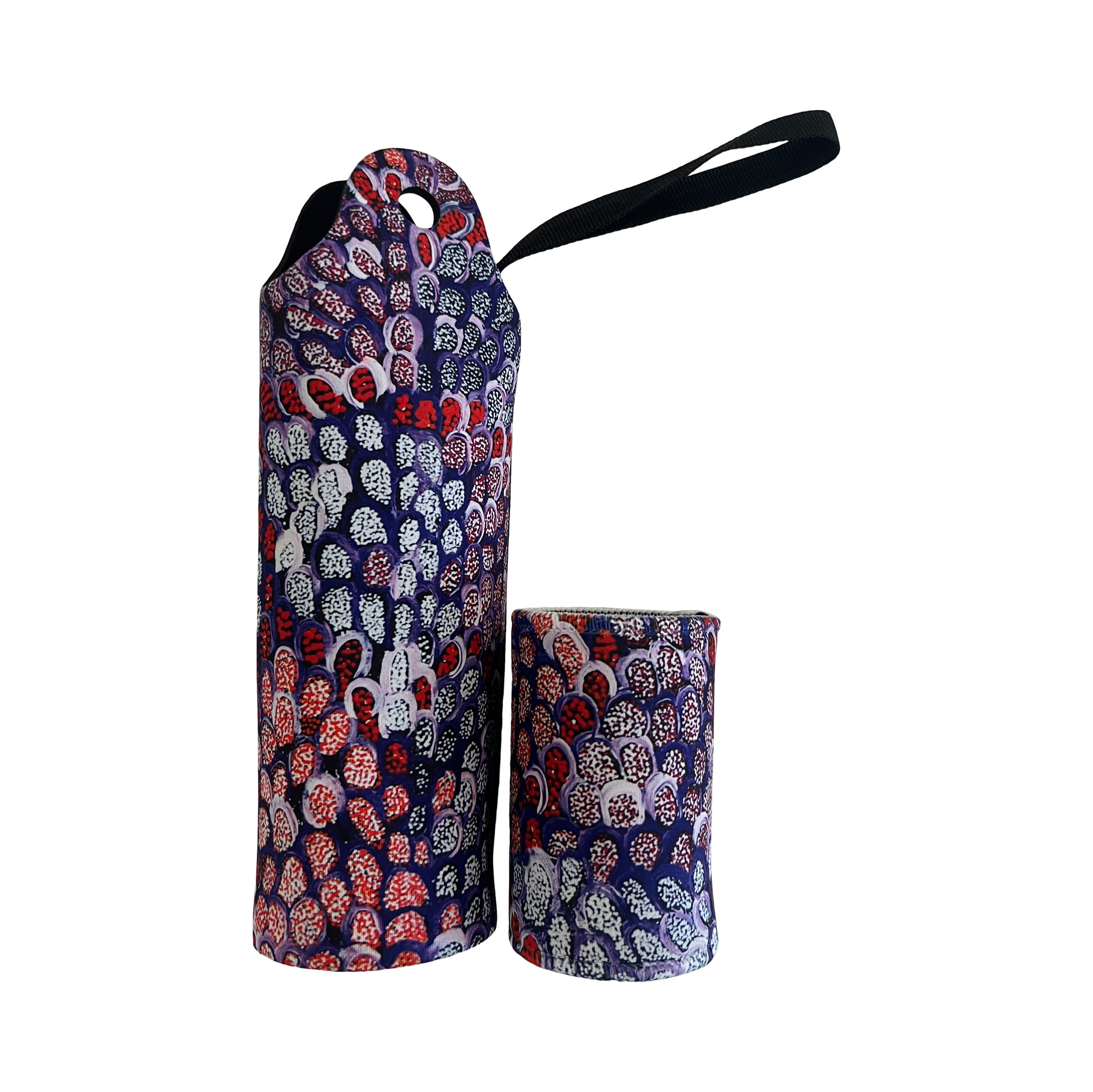 Purple Aboriginal Art Neoprene Stubby & Bottle Cooler