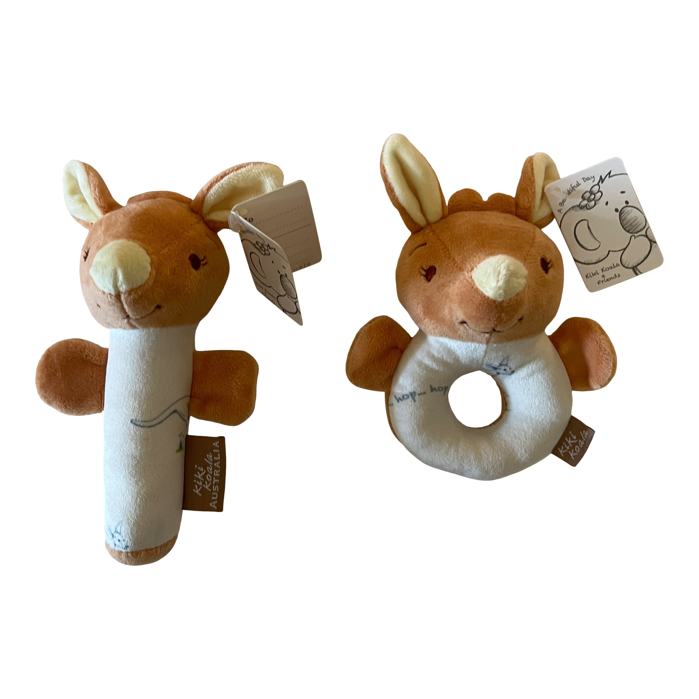Baby Kangaroo Soft Ring Rattle or Grab Rattle