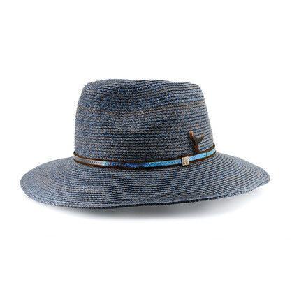 Balmoral Rescue Raffia Fedora Hat in Mixed Navy
