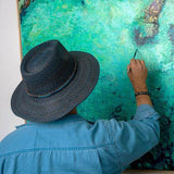 Balmoral Rescue Raffia Fedora Hat in Mixed Navy