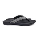 Arch Support Premium Bling Orthotic Thongs - Black Side View
