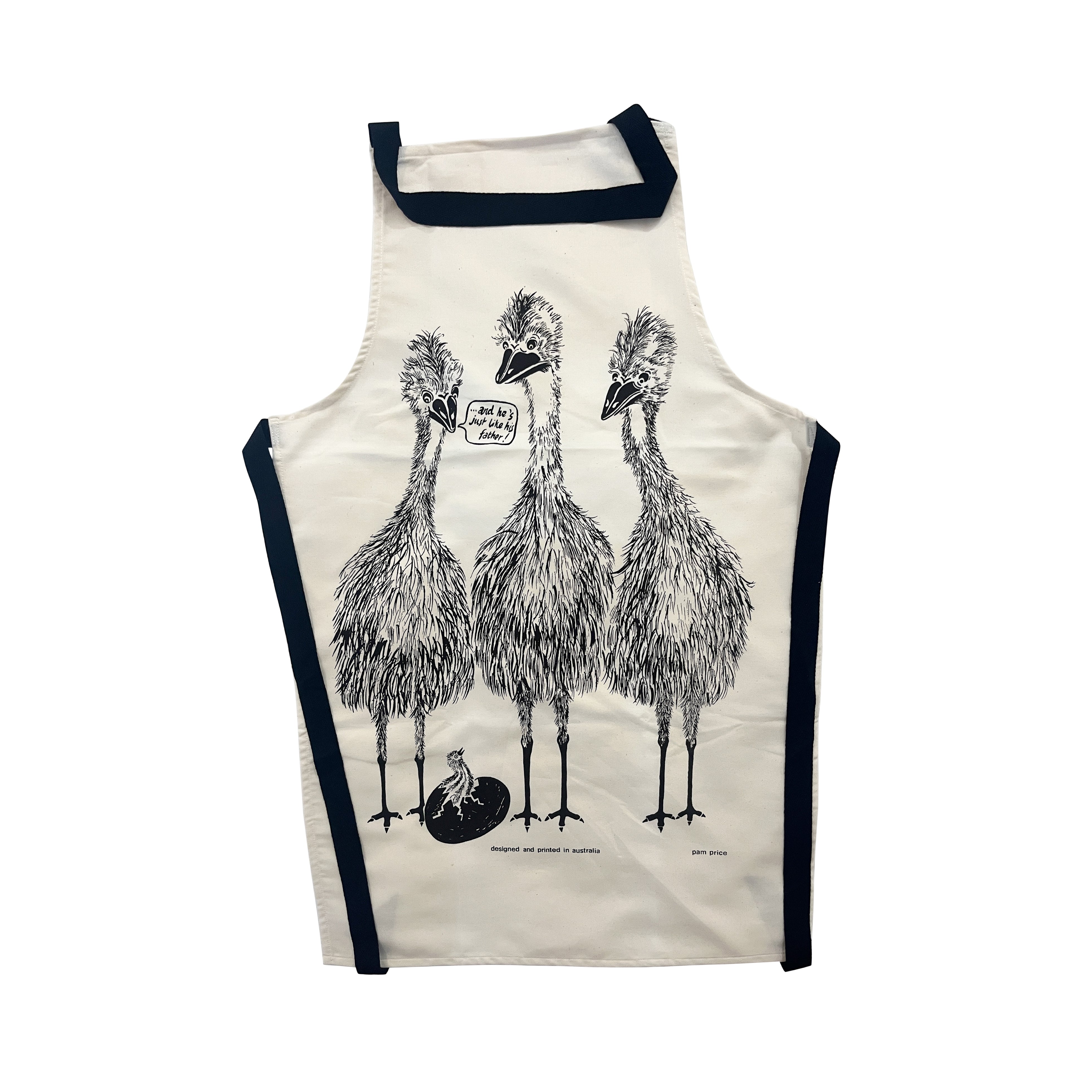 Aussie Souvenir Apron -Emu Just Hatched – And He’s Just Like His Father! 