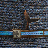 Balmoral Rescue Raffia Fedora Hat in Mixed Navy