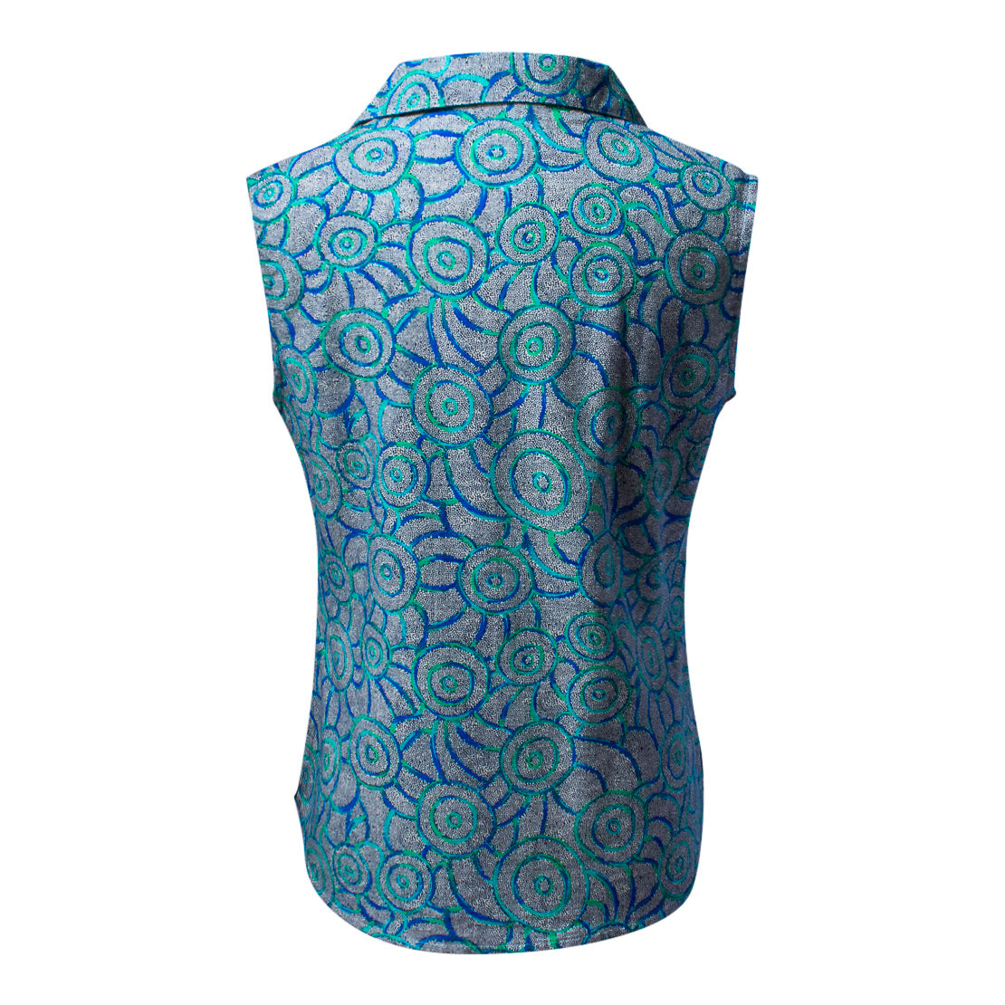 Bamboo Womens Sleeveless Shirt Aboriginal Design - Brush Tail Possum Back View