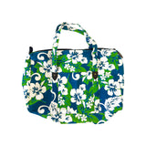 Beach Bag Zip Up -  Green & Blue Hibiscus