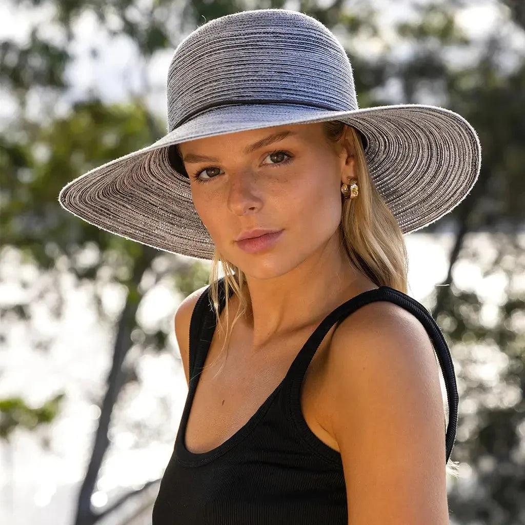 Bermuda Capeline Wide Brim Summer Hat in Latte, Sienna, Black/White