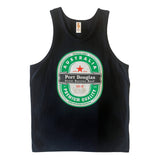 Black men’s Port Douglas Great Barrier Reef heineken style t souvenir singlet