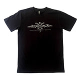 Black men's 100% Australian cotton tee with white tribal turtle tattoo and Great Barrier Reef Australia text.
