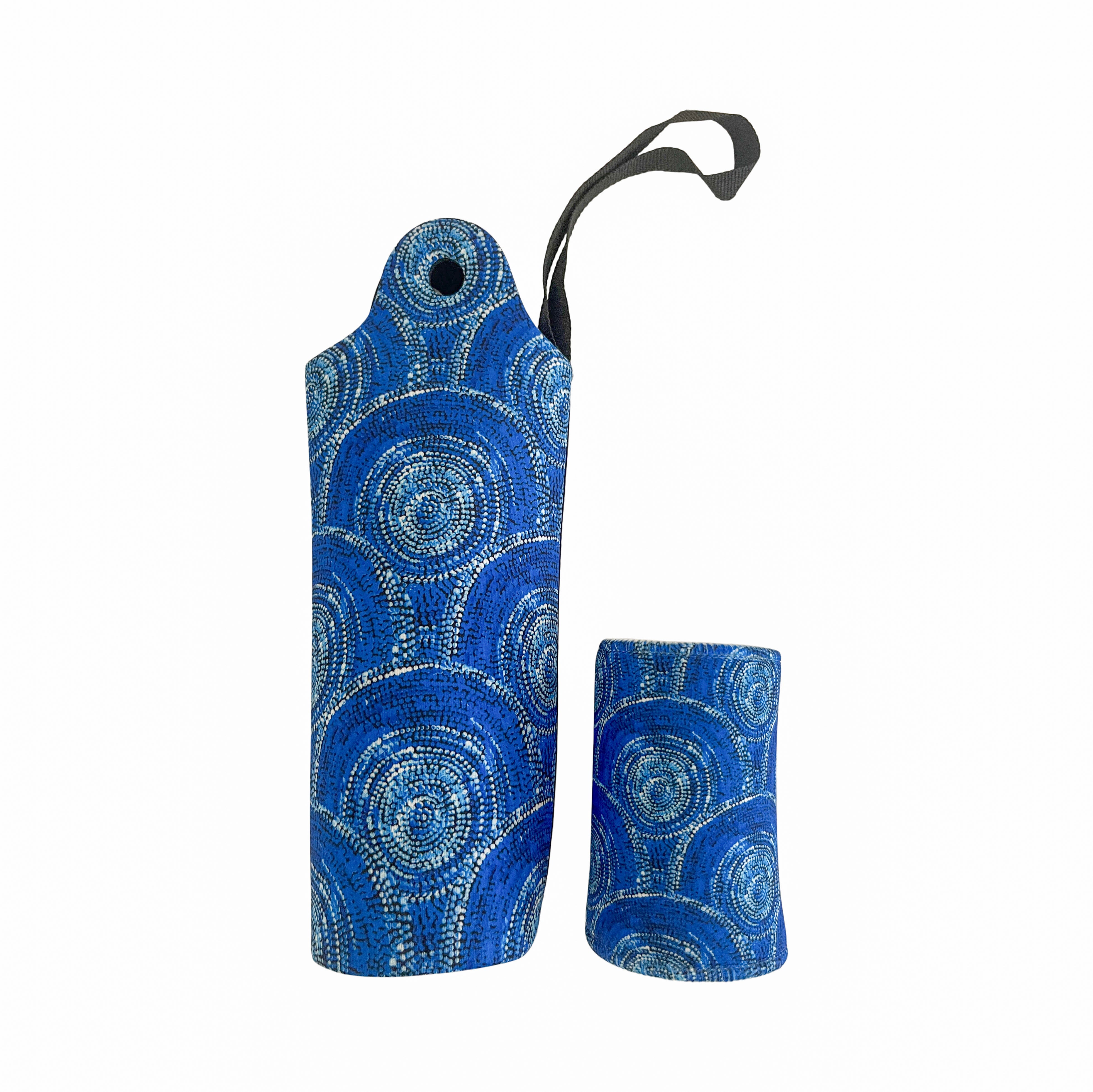 Blue Aboriginal Art Neoprene Stubby & Bottle Cooler