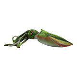 Green and white Corey Cuttlefish soft toy with orange accents and large, round eyes.