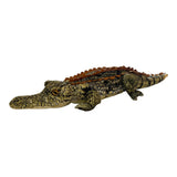 Soft, large green and brown velour crocodile plush toy with realistic scales and prominent brown scutes.