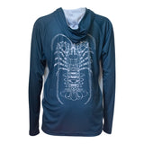 Men's Fishing Shirt Blue Hoodie- Crayfish