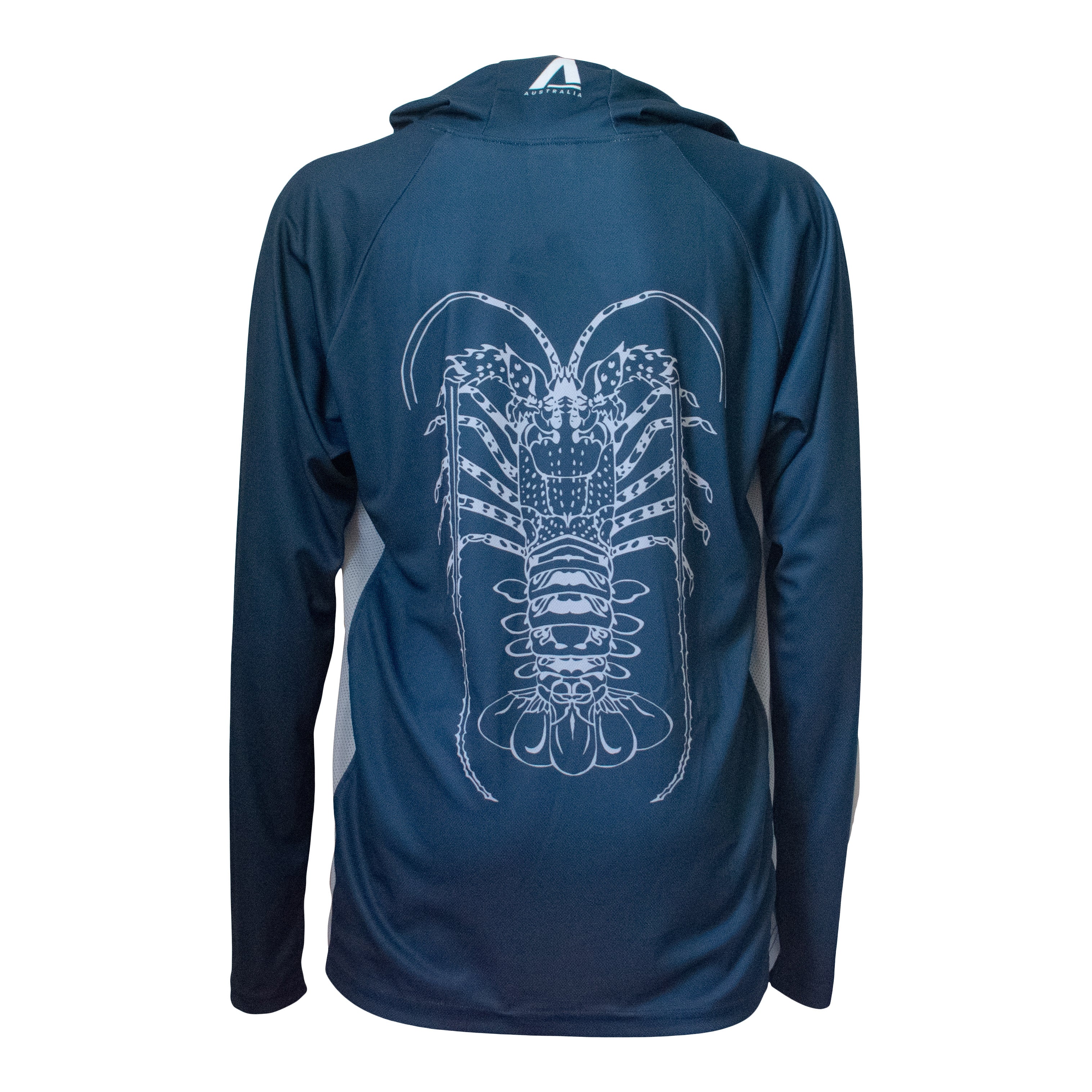 Men's Fishing Shirt Blue Hoodie- Crayfish