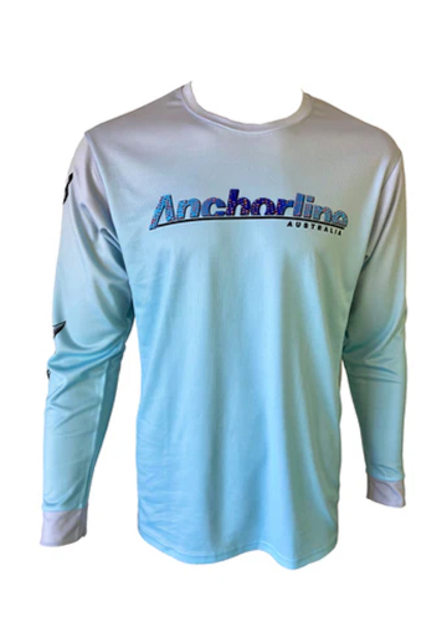 Light blue long-sleeve shirt with 'Anchorline Australia' logo on a white background