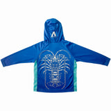 Kids Sun Shirt - Hooded Crayfish - Blue