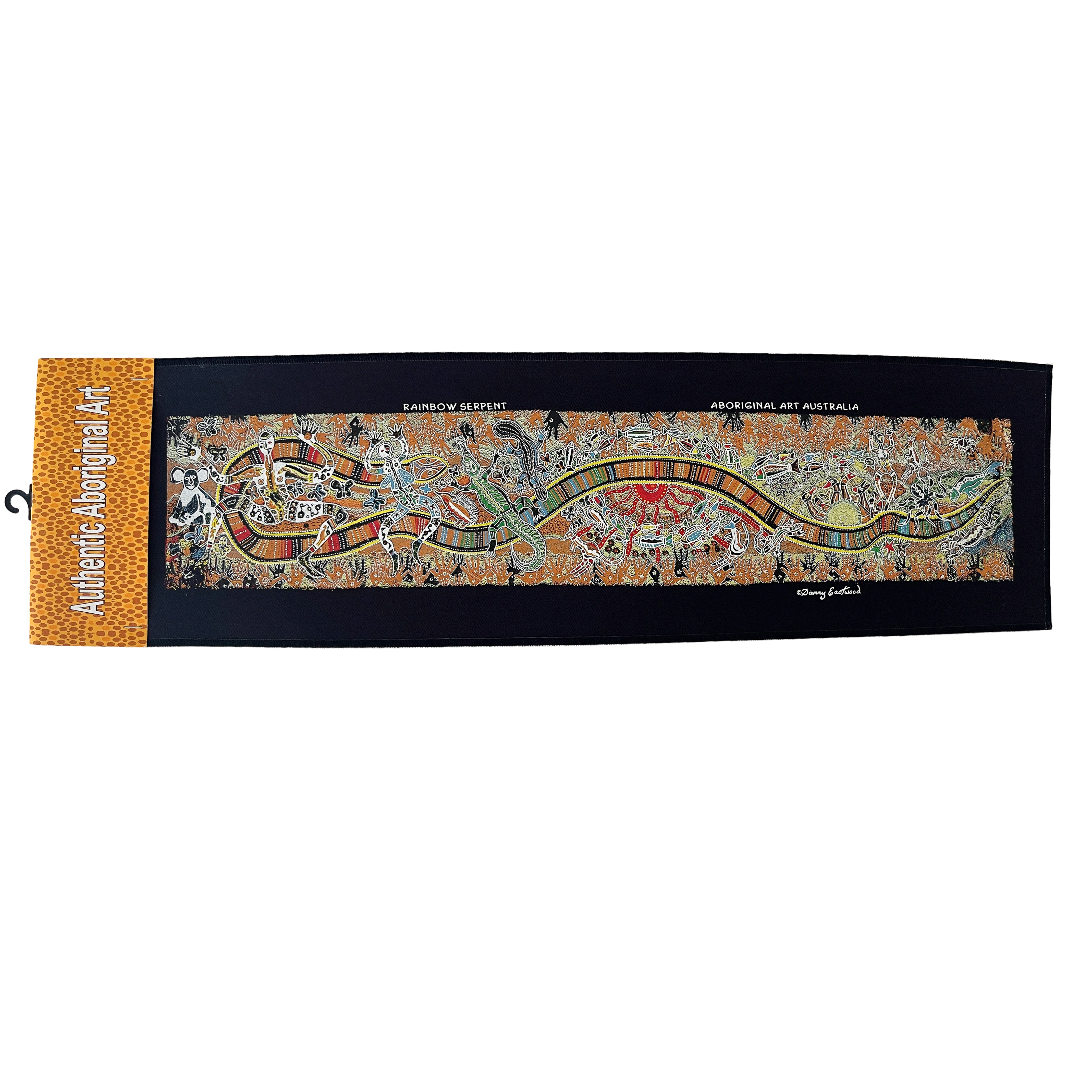 Rainbow Serpent Aboriginal Art Panel - Black