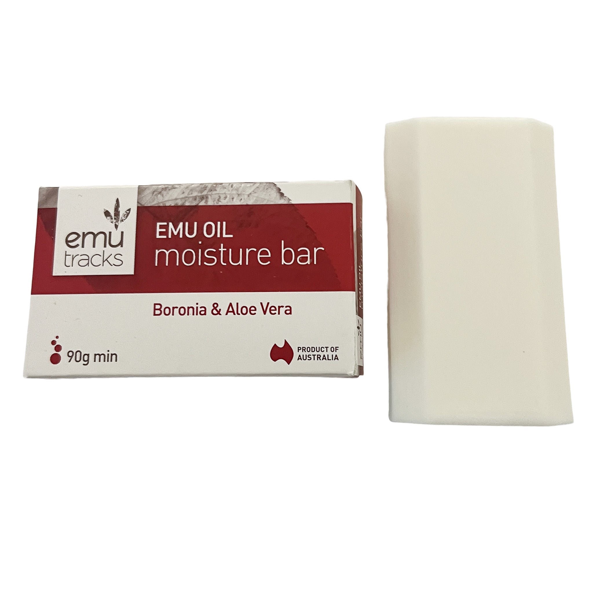 Emu Oil moisture bar with packaging on a white background