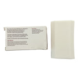 Bar of soap with packaging label on a white background