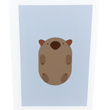 Geometric A4 wombat art print  on a light blue background