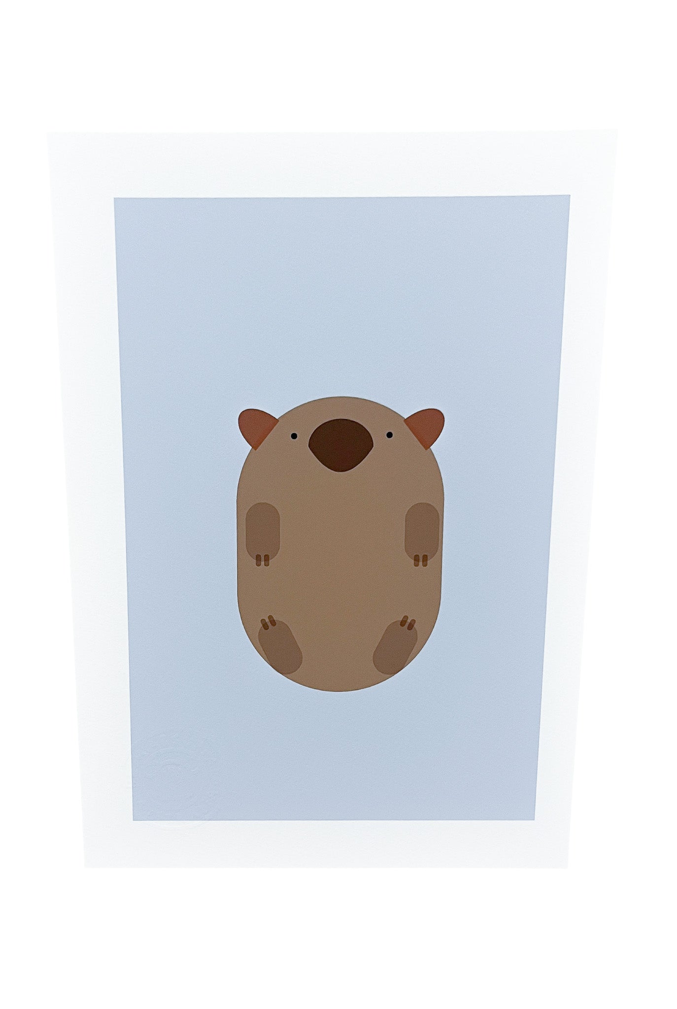 Geometric A4 wombat art print  on a light blue background