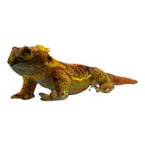 Kambera 65cm plush bearded dragon toy in vibrant orange and yellow, featuring a spiky frill and detailed patterns.