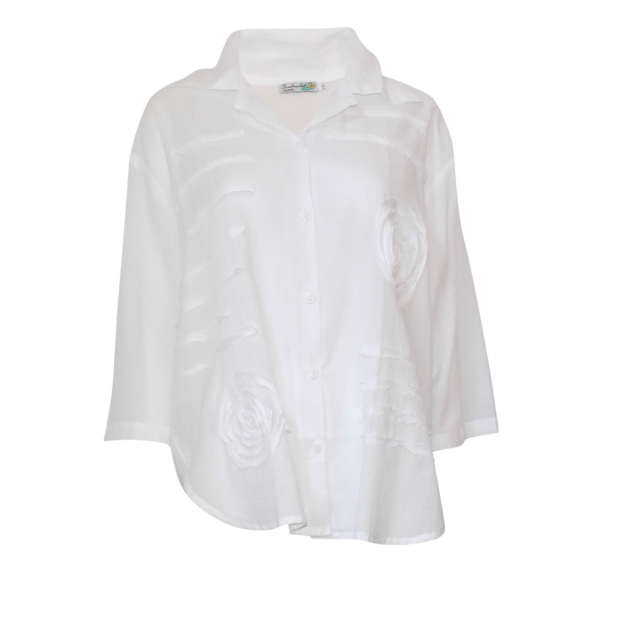 White button down cotton shirt on a white background