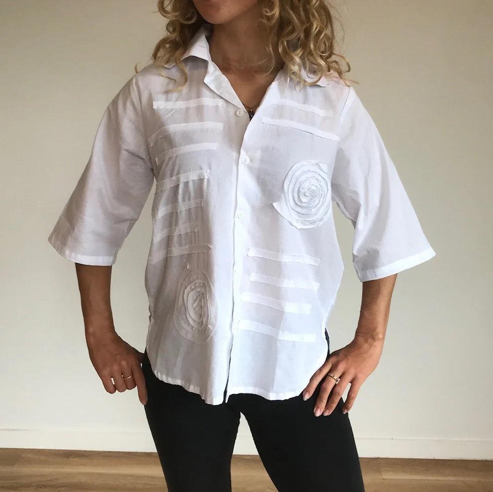 Lilly Womens Button Down Shirt - White Womens LIfestyle Picture