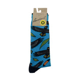 Native Australian Black Cockatoo Bamboo Socks - Blue